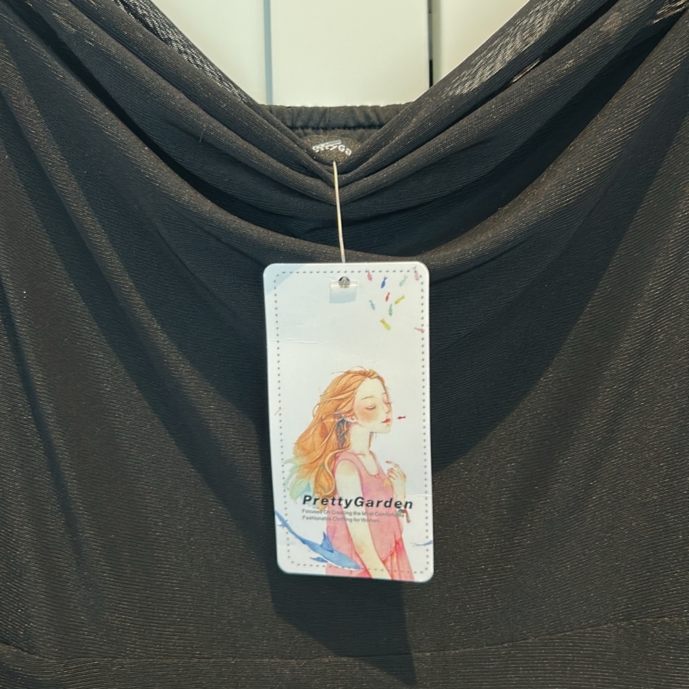 Pretty Garden Black Ruffle Bodycon Maxi Cocktail Sleeveless Dress Size S NWT - Picture 16 of 16